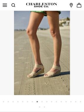 Charleston Shoe Co. Cannon Espadrille Wedge Sandals Linen - 10